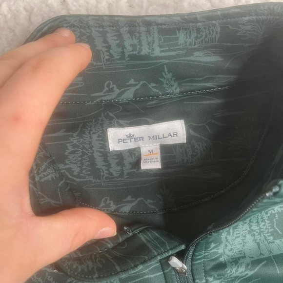 Peter Millar Perth Fall Fairway quarter zip pullover dark green men's preppy M - Picture 3 of 6